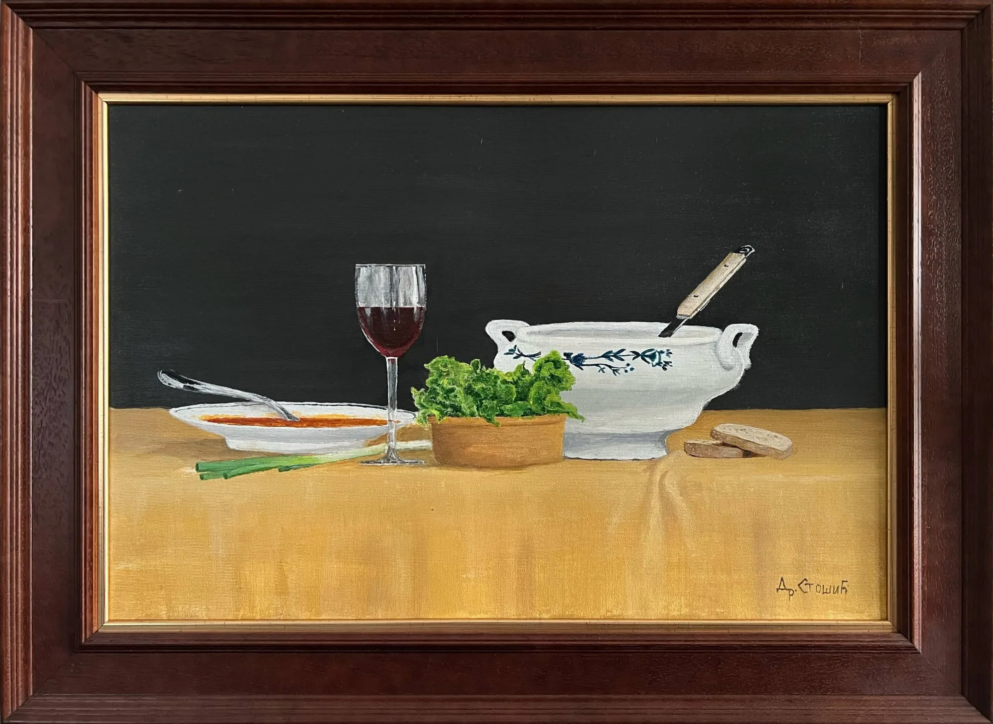 Ручак — оригинална слика, акрил на платну, 60 × 40 цм, Драган Стошић